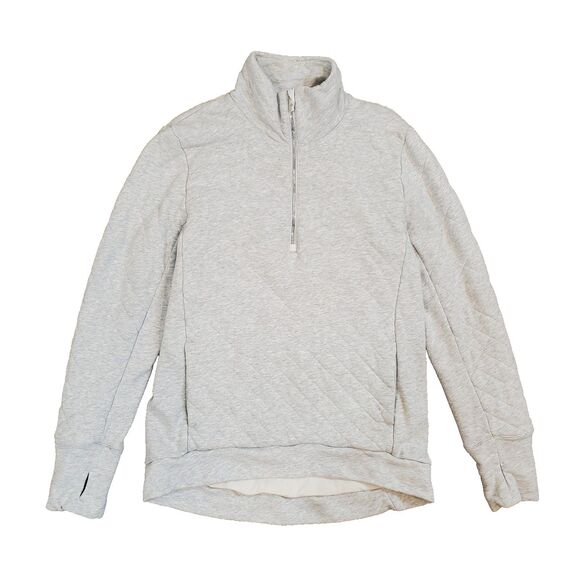 Lululemon Forever Warm Quilted Jacket 8 Grey Quarter Zip Outdoors Athleisure - Picture 1 of 13